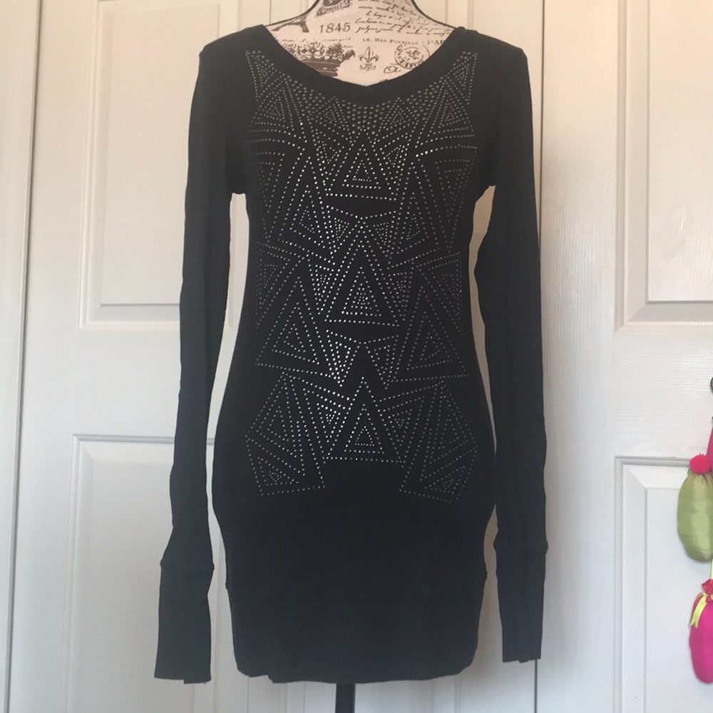 T Party black studs & crystals thermal dress. Sz L